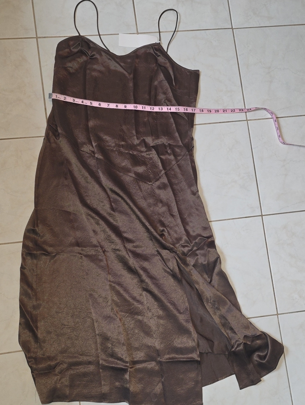 Arket satin slip dress with slit in light brown, eu 40